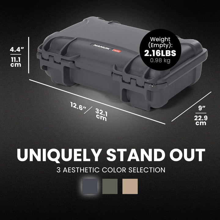 Nanuk 909 Wasserdichter Hartschalenkoffer Mit Plüschschaumeinlage - Graphit Grau (Graphite//Nature's