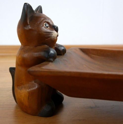 livasia Holzschale mit DREI Katzen (Handarbeit) Servierschale Obst und Gebäckschale Brot und Brötche