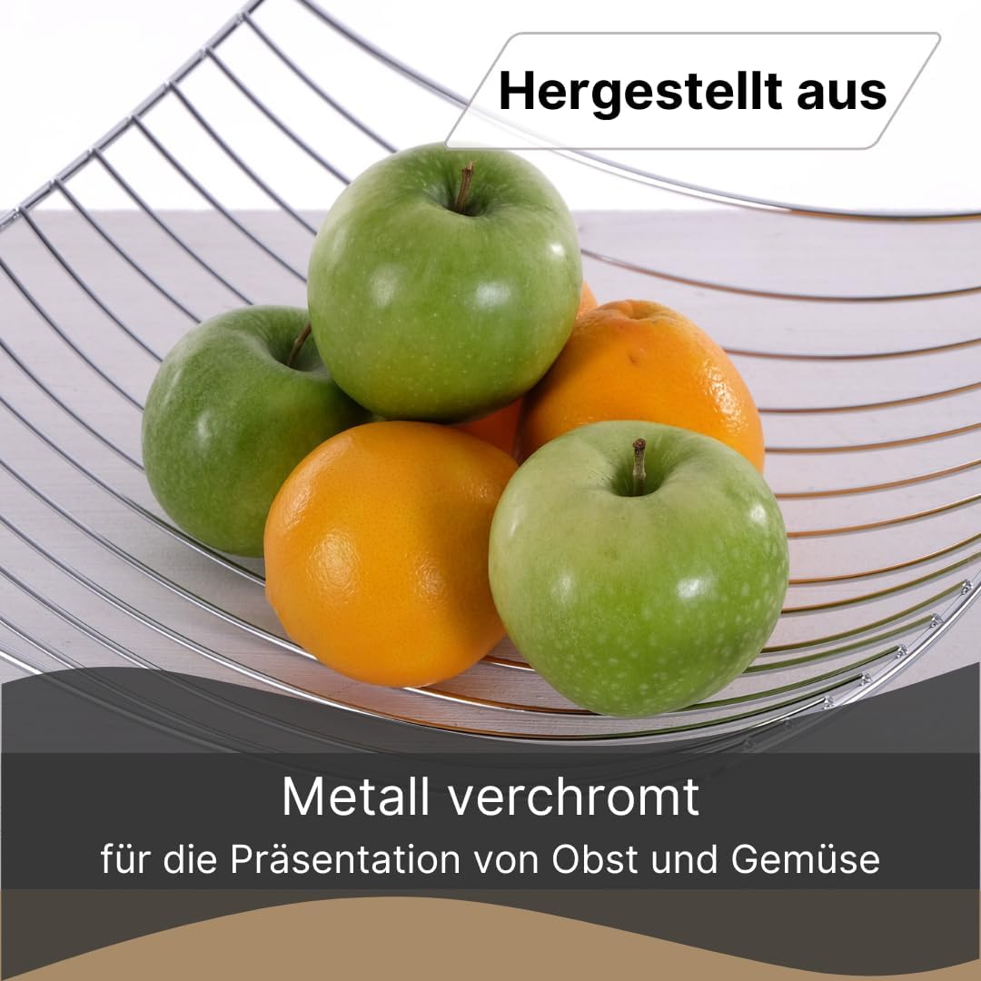 DESIGN FRÜCHTEKORB "PLATEAU" | 34 cm, Metall, silber | Früchtekorb, Deko Schale