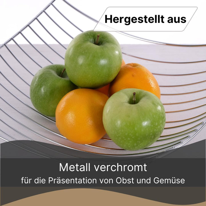 DESIGN FRÜCHTEKORB "PLATEAU" | 34 cm, Metall, silber | Früchtekorb, Deko Schale