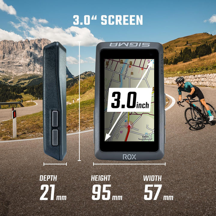 SIGMA Sport ROX 12.1 EVO Fahrradcomputer Kabellos 3" Display Made in Germany Fahrradcomputer GPS mit