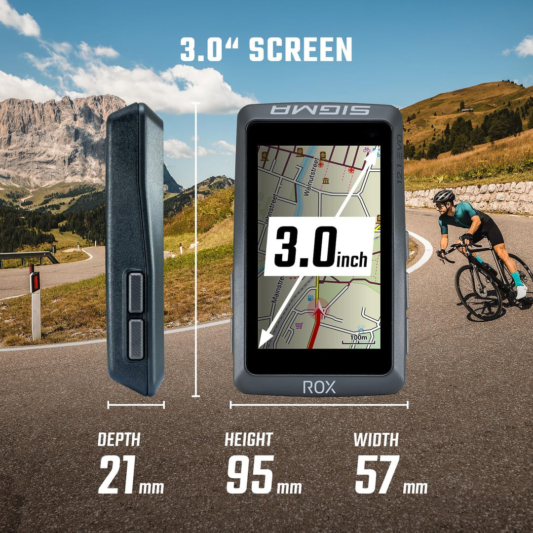 SIGMA Sport ROX 12.1 EVO Fahrradcomputer Kabellos 3" Display Made in Germany Fahrradcomputer GPS mit