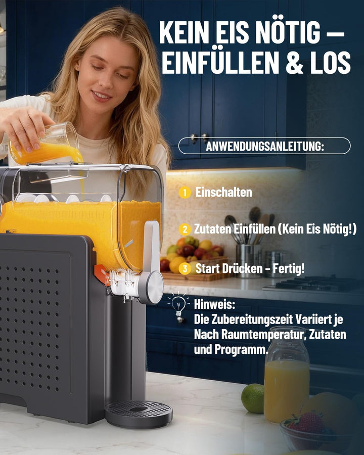 Huracan Slush Maschine 2L, Slushie Maker Kein Eis Nötig, 5 Programme, Schnellgefrierung Kompressor,