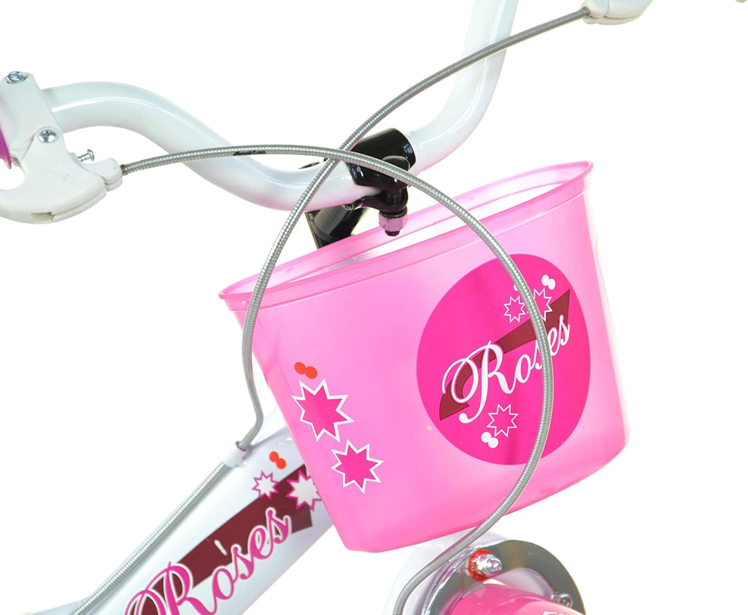 SCH Girls Bicycle Roses Children's Bicycle 16" (5-7 years) Weiss, 16" (5-7 years) Weiß