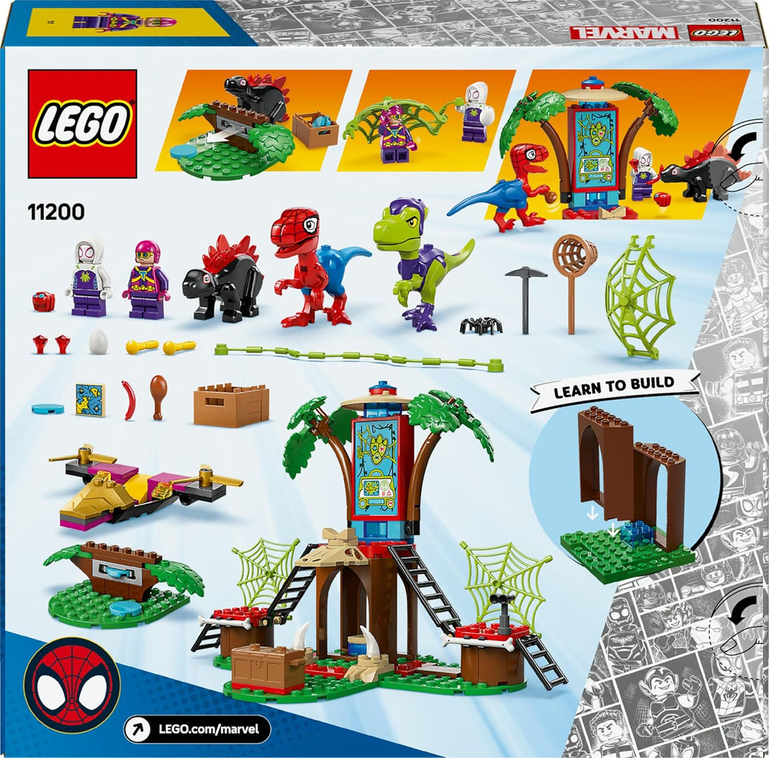 LEGO Marvel Showdown am Baumhaus: Spidey-Rex vs. Gobby-Raptor, BAU- und Spielset mit Dinos, Geschenk