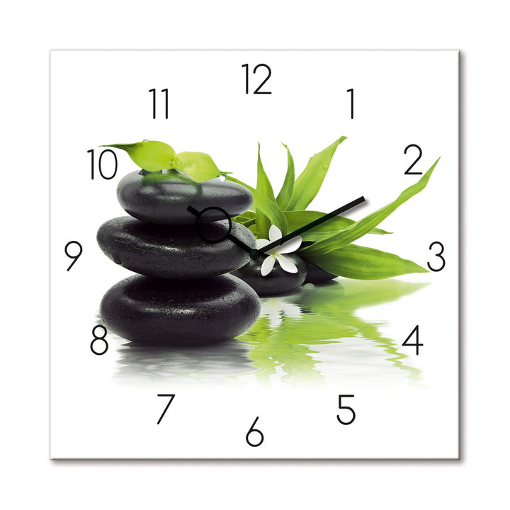 Wanduhr aus Glas, Spa Arrangement, Zen, Steine, weiss, 30x30 cm von Eurographics Spa Arrangement, 30
