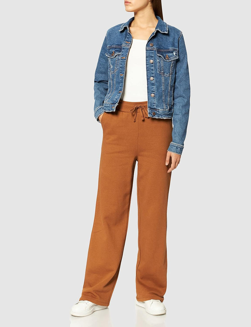 NA-KD Damen Straight Jersey Pants Hose XL Braun, XL Braun