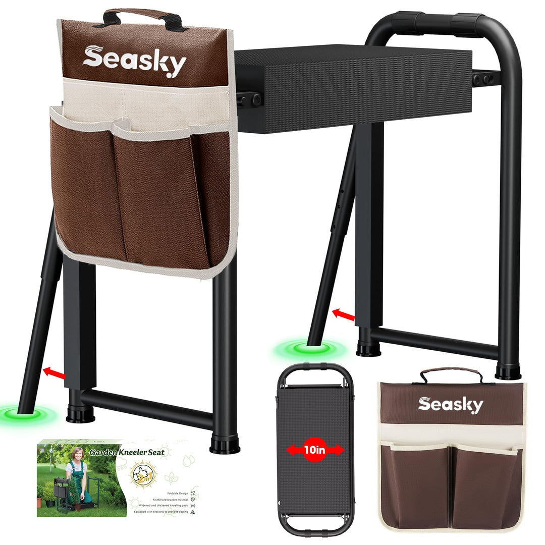 seasky Faltbare Gartenbank mit Knie- und Sitzfläche, Kippschutz-Gartenbank, verbreitert, dick, weich