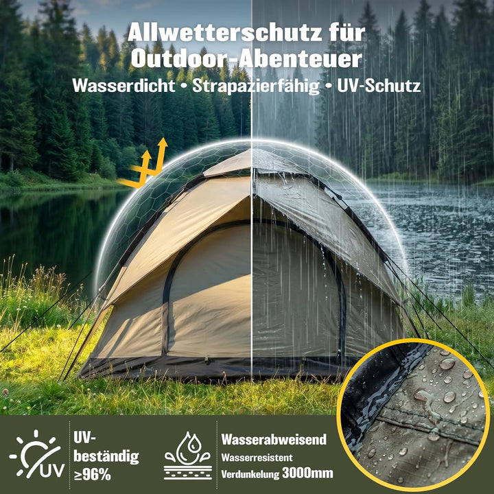 Zelt 2/3/4 Personen Campingzelt Pop Up - 40s Automatik Schnellaufbau 2-4 Mann Zelte Wasserdicht 3500