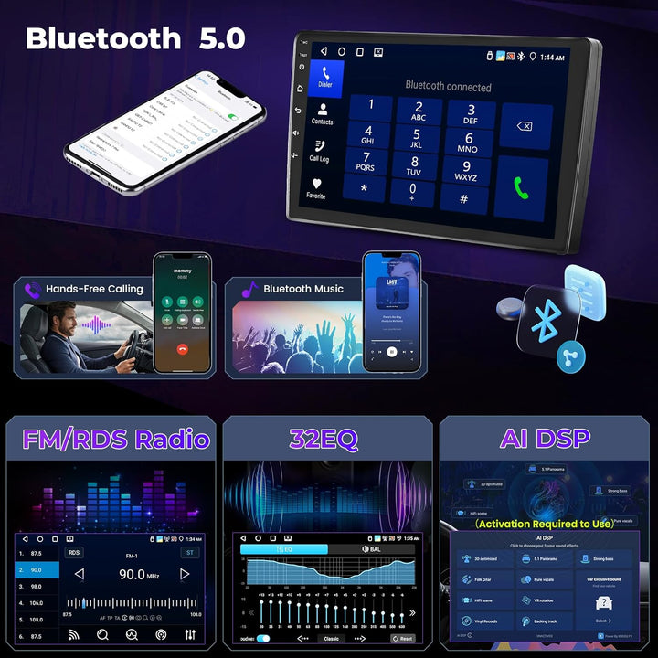 Hikity 4+64GB Autoradio Android 15 für Mazda 6 2007-2012 mit 9-Zoll-Touchscreen,Radio mit Wireless C