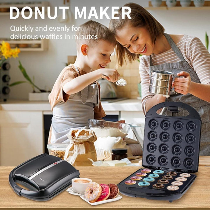 SOKANY SK-08002 1400W Donut Maker, Mini-Donut-Maker für 16 Mini-Donuts, Antihaftbeschichtung, Automa