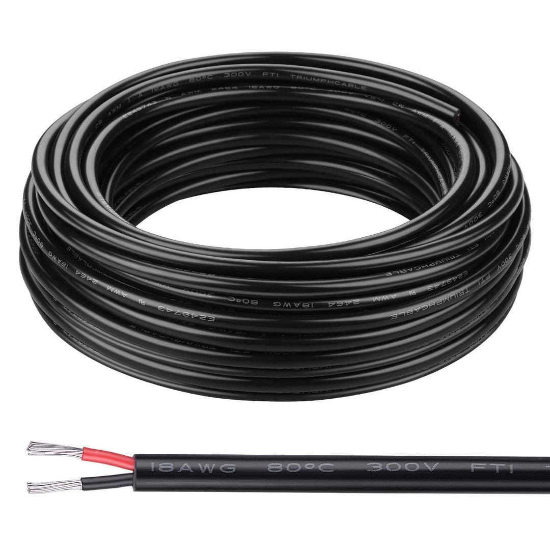 Kabel 2x1,0 iGreely 2 Adriges Kabel 18AWG Elektrokabel 2 Adrig 9m (30ft) 30FT/9M 18 AWG, 30FT/9M 18