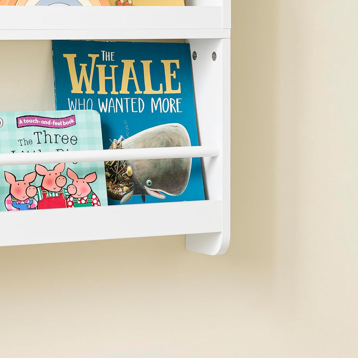 SoBuy Bücherregal Kinder Wandregal für Kinderzimmer Kinder Bücherregal Wand mit 4 Ablagen Montessori