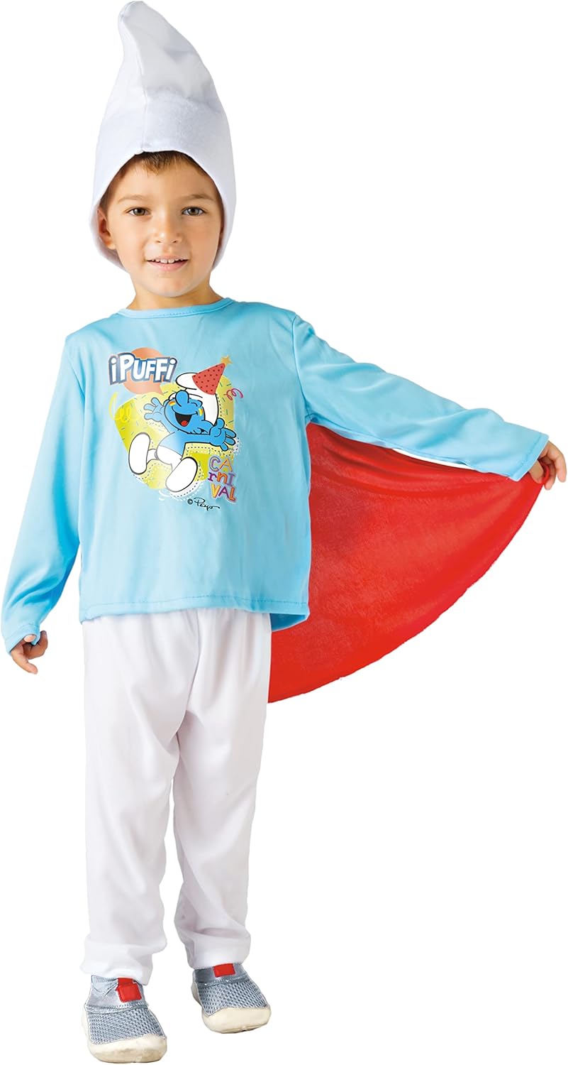 Ciao 14591.4-5 Costume Boy Official Smurfs (Size Years) with Cape The Disguise, Blue, White, 4-5 Jah