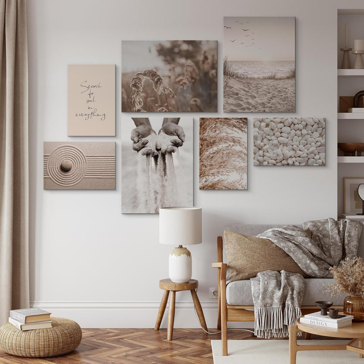 Muralo - Wandbilder Set - Leinwand Bilder Aufhängefertig in Boho Stil - das Leinwandbilder - Bilder