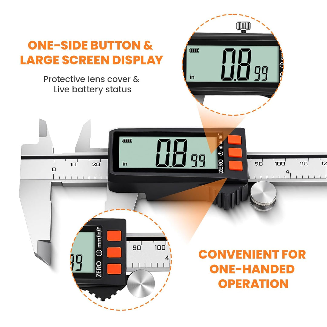 HARDELL Digital Caliper, Rechargeable Digital Caliper with Power Display, Caliper Measuring Tool wit