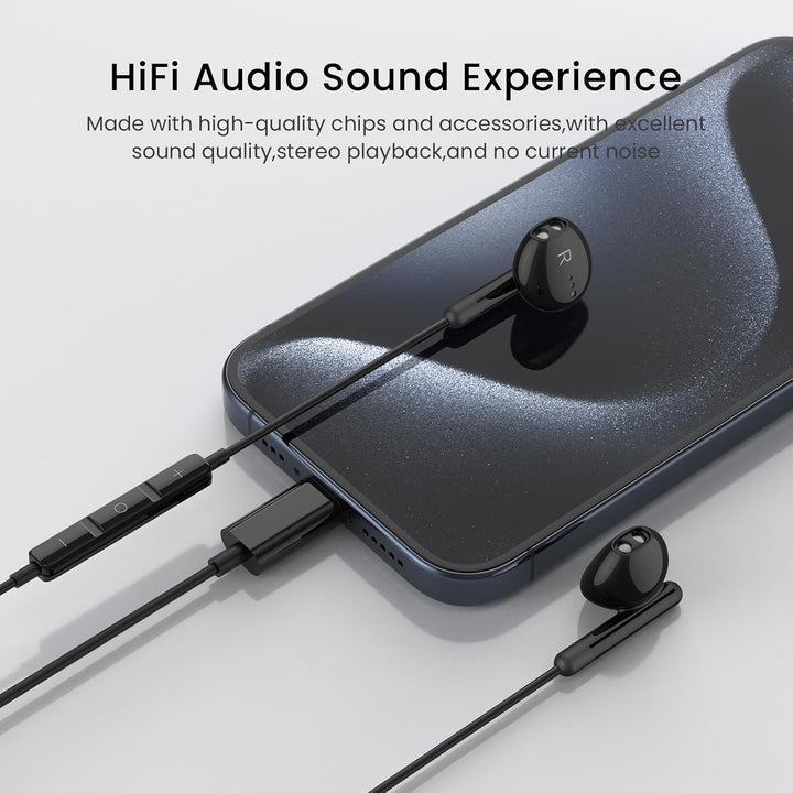 USB C Kopfhörer für iPhone 17 Air 16 15 Plus Pro Max iPad Pro In-Ear Kopfhörer mit Kabel USB C, Mikr