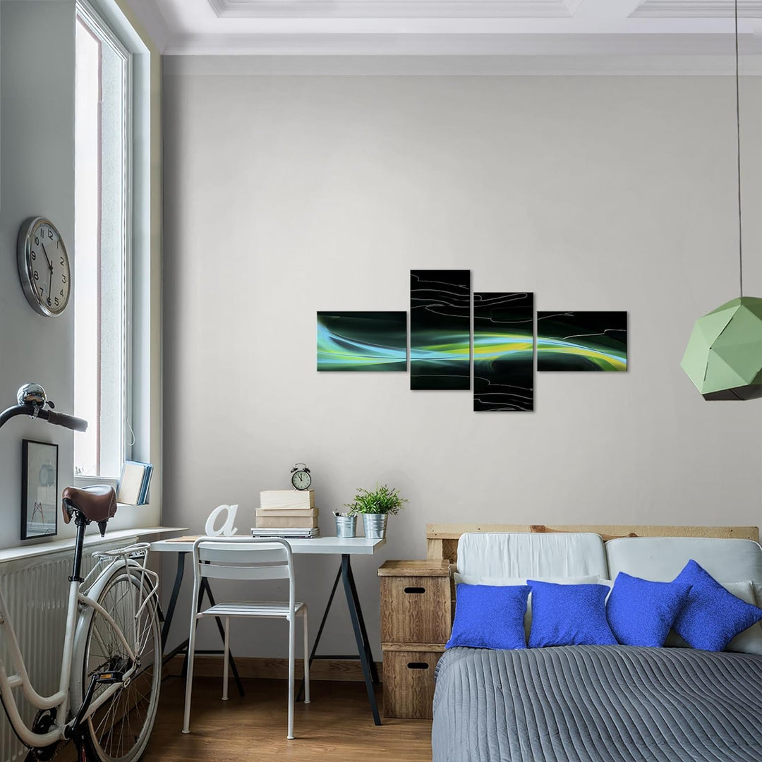 Runa Art Bild Modern Abstrakt - Made in Germany - Wandbilder Schwarz Türkis Grün 4 Teilig 103242b 10