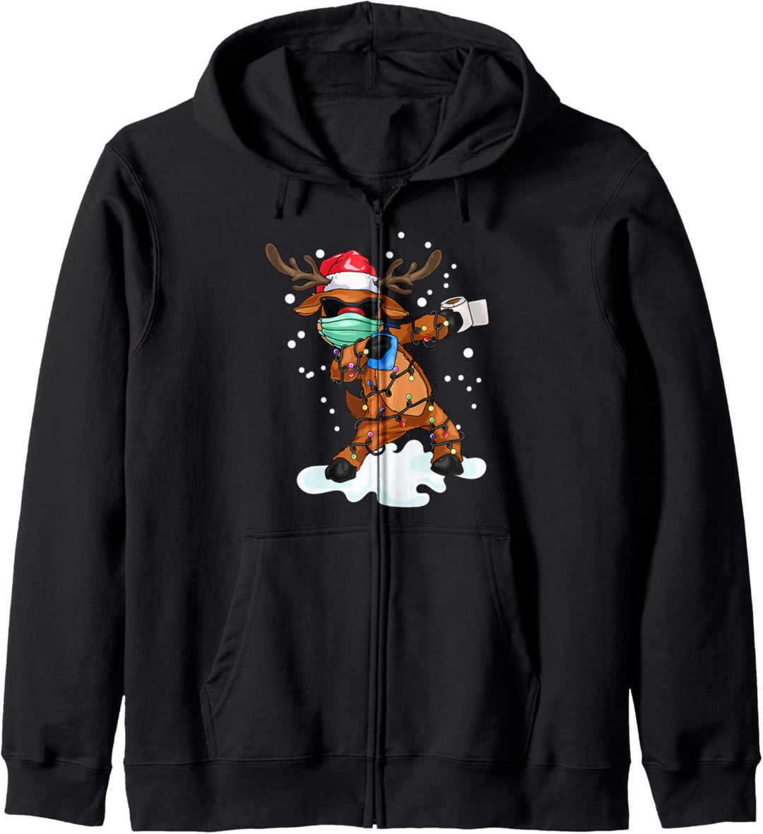 Dabbing Rentier Maske Weihnachten Geschenk Kapuzenjacke