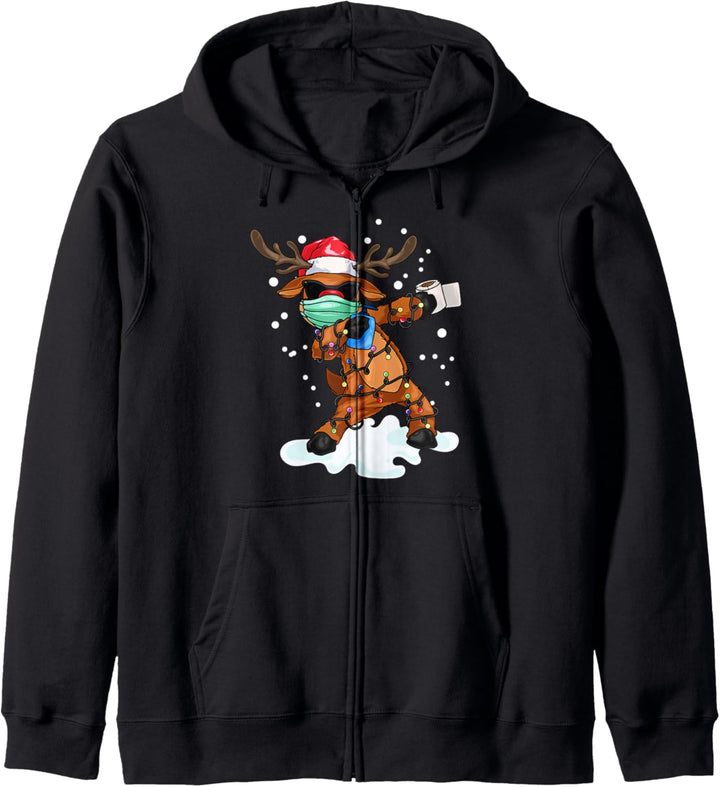 Dabbing Rentier Maske Weihnachten Geschenk Kapuzenjacke