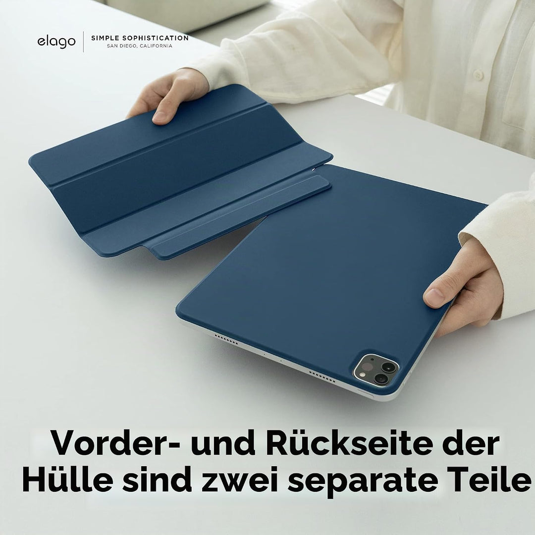 elago Magnetisches Folio Hülle Kompatibel mit iPad Pro 12.9" 6., 5., 4. Gen - Rückwand kann an Metal