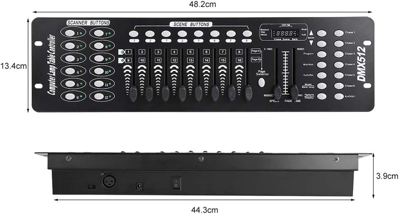 Bühnenlicht-Controller, 192 Kanäle DMX-Bühnenlicht-Konsole Partylicht-Controller-Panel für Schulkonz