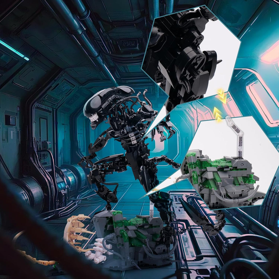 Alien Klemmbaustein-Modellbausatz, bewegliches MOC-Figurenset, 958 Teile