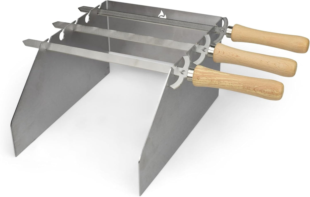 Grillrost.com Das Original Edelstahl Windschutz und Spiesshalter | für alle Rösle Grills - massiv &