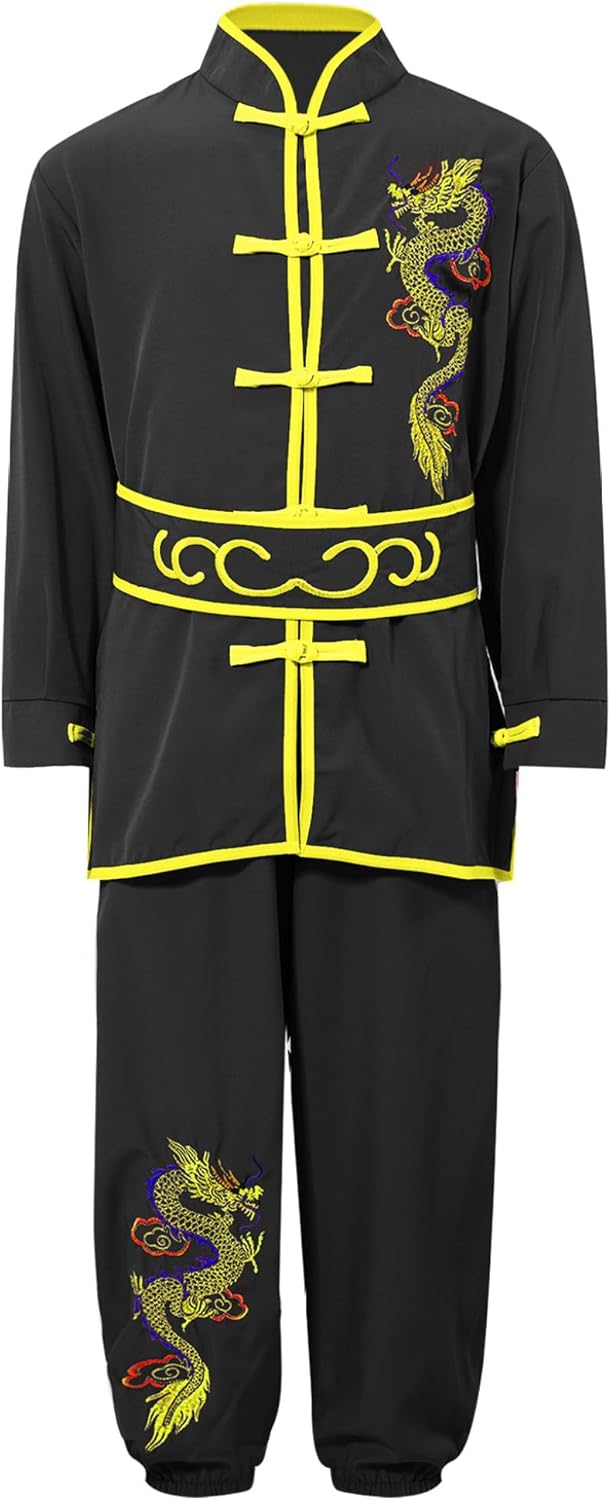 Mufeng Kinder Jungen Tai Chi Uniform Langarm Kung Fu Shirt mit Wushu Hose Chinesisch Kung Fu Wing Ch