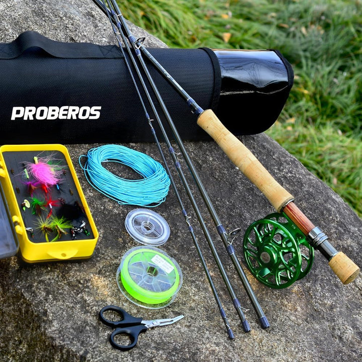 PROBEROS Fliegenfischen Combo - Fliegenrute und Rollen Komplettes Starterpaket mit Fall - Fliegenfis