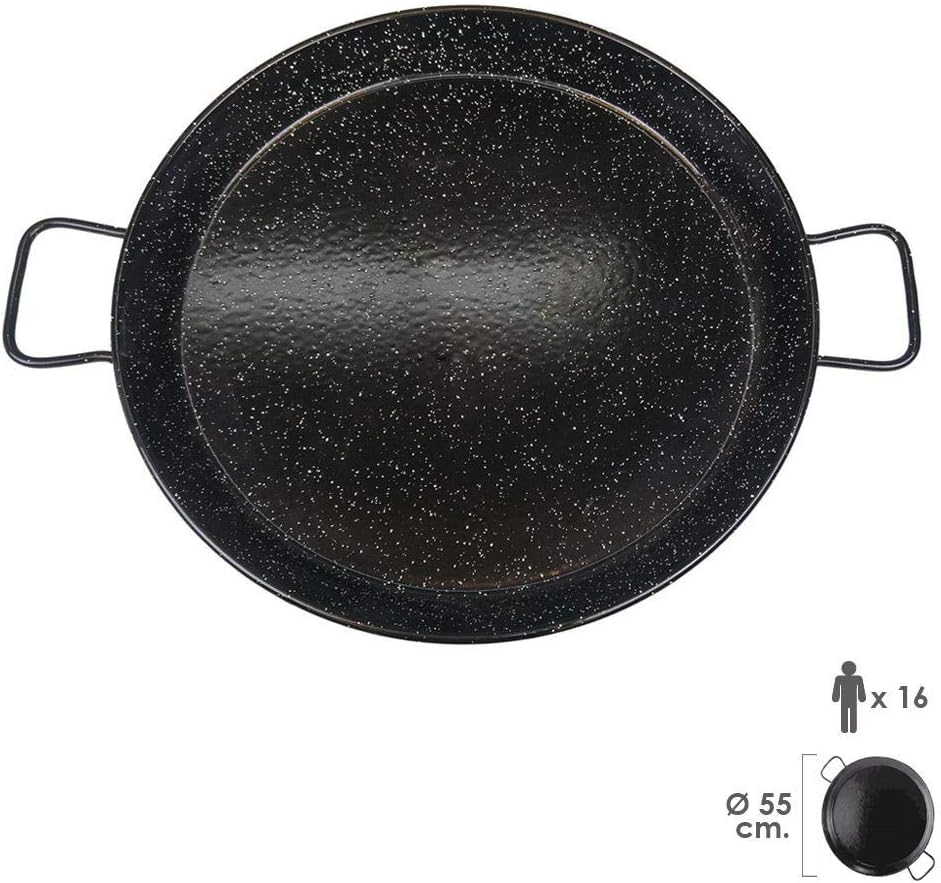 Garcima Paellapfanne für 4 Personen, emailliert, 30 cm 16 personas, 55 cm Schwarz, 16 personas, 55 c