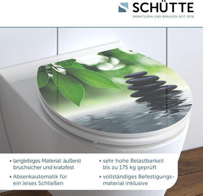 SCHÜTTE 80543 HG MDF-Holzkern High Gloss WC-Sitz OASIS mit Absenkautomatik, Motiv, Oasis