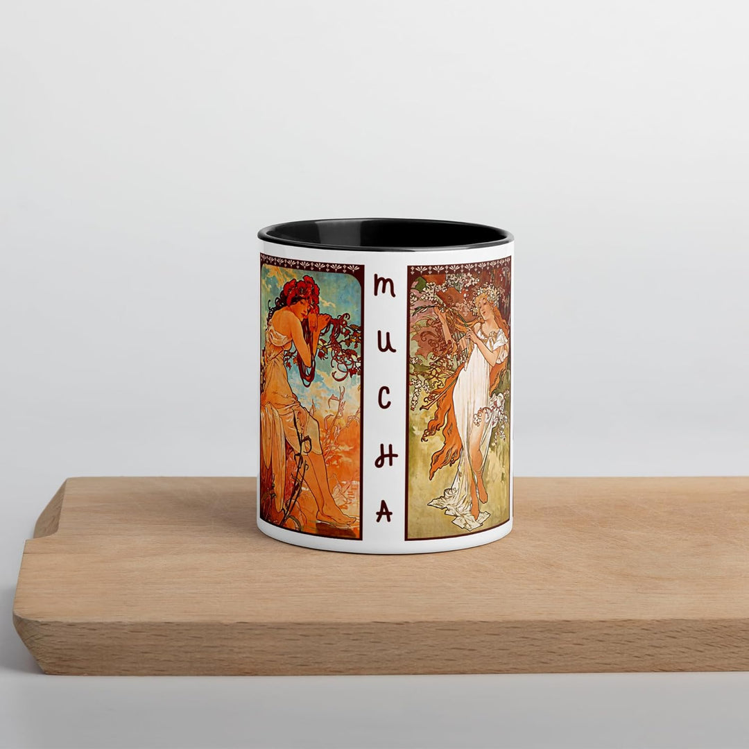 Tasse Alphonse Mucha Jugendstil Jahreszeiten Kunstwerk Gemälde Tasse Tee Kaffee Winter Frühling Somm