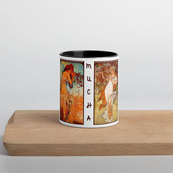 Tasse Alphonse Mucha Jugendstil Jahreszeiten Kunstwerk Gemälde Tasse Tee Kaffee Winter Frühling Somm
