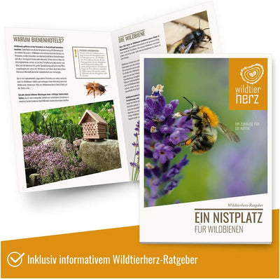 wildtier herz I Bienenhotel, schwere Ausführung aus verschraubtem Massiv-Holz, Nisthilfe für Wildbie