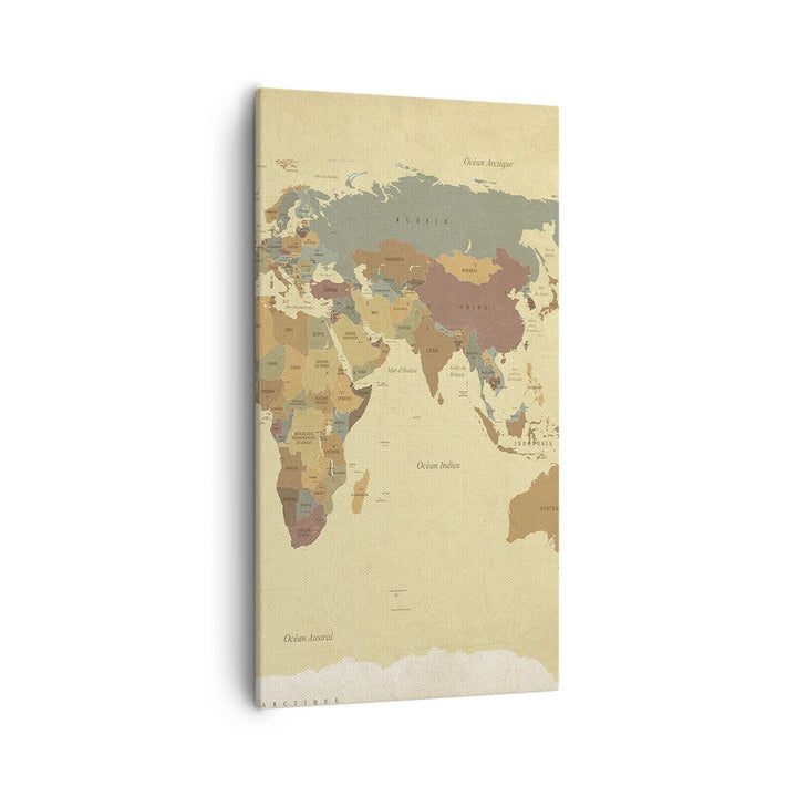 Bilder auf Leinwand 55x100cm Leinwandbild mit Rahmen Karte Welt Land Gross Wanddeko Bild Schlafzimme