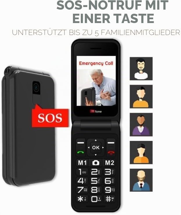 TTfone TT760 Klapptelefon 4G mit Grossen Tasten für Senioren und Notruf-Taste - Entsperrtes Grundleg