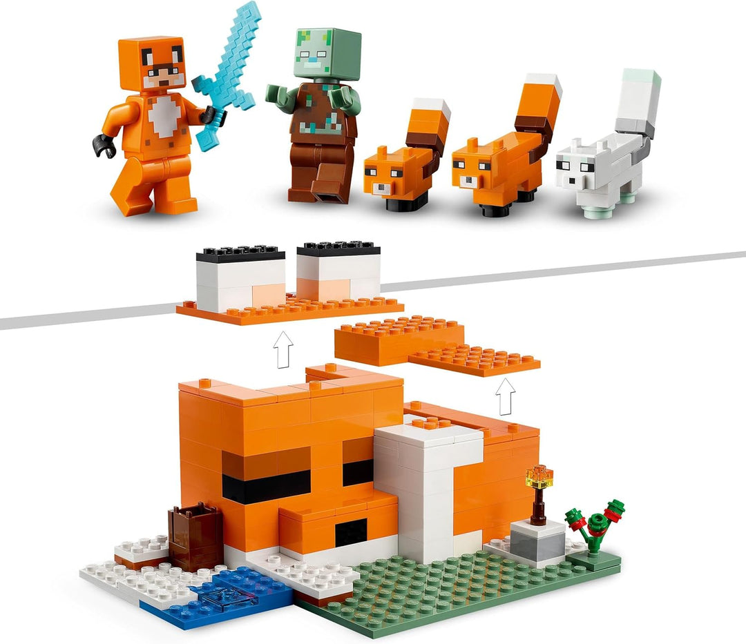 LEGO Minecraft Die Fuchs-Lodge, Spielzeug für Jungen und Mädchen ab 8 Jahren mit Figuren von ertrunk