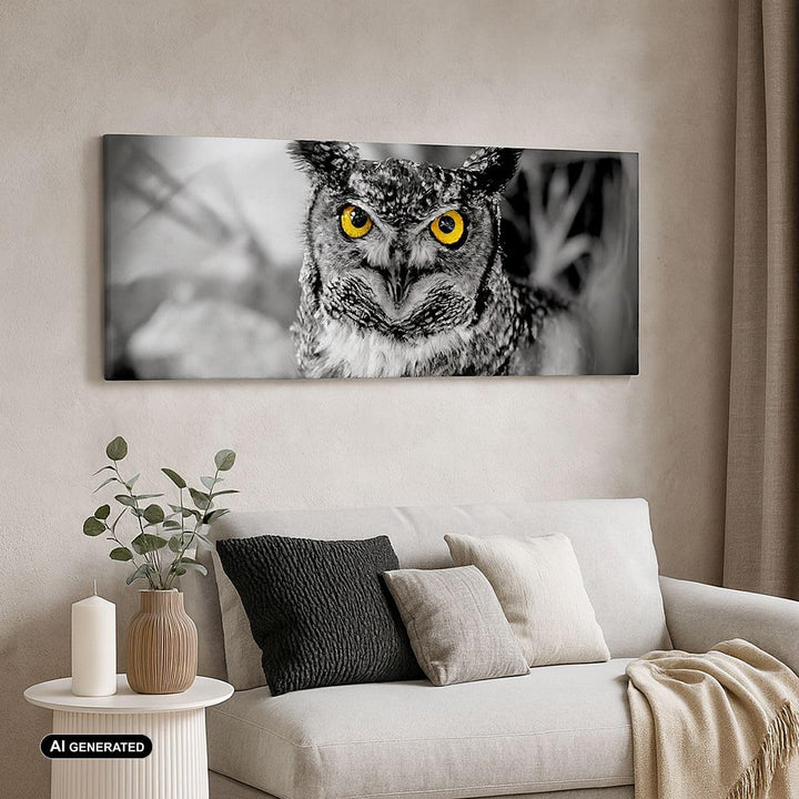 Wandbilder Dekoration Wohnzimmer Eule Vogel Natur Panorama Bilder auf Leinwand 120x50cm Leinwandbild
