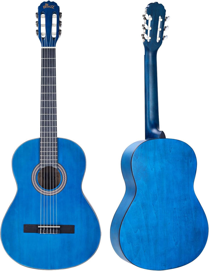 Winzz Konzertgitarre 4/4 Erwachsene, Klassische Gitarre für Anfänger 39 Zoll, Blau, Blau