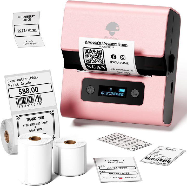 Phomemo M221 Beschriftungsgerät Selbstklebend mit 3 Etikettenrollen - Bluetooth Etikettiergerät Trag