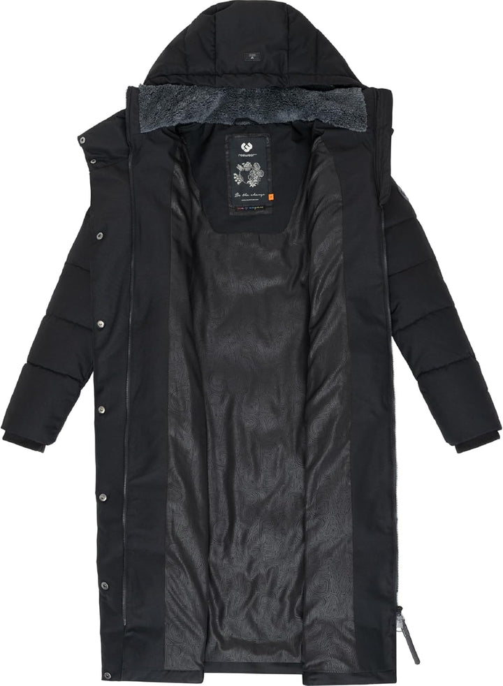 Ragwear Damen atmungsaktiver Wintermantel Warmer wasserdichter Steppmantel lang mit Kapuze Pavla Lon