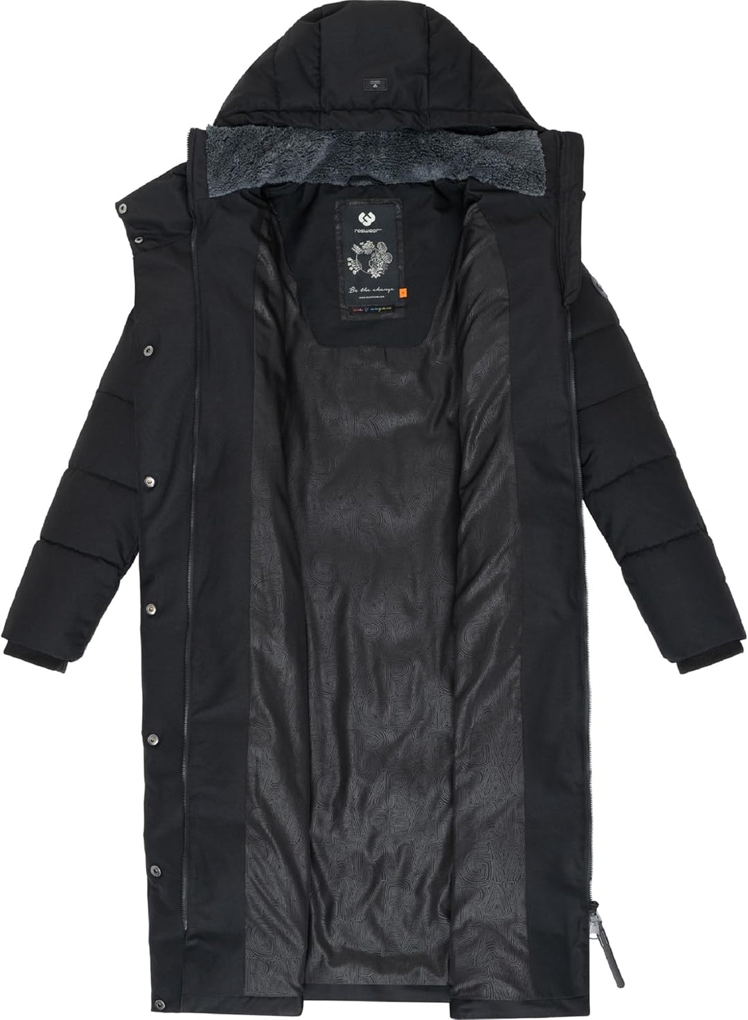 Ragwear Damen atmungsaktiver Wintermantel Warmer wasserdichter Steppmantel lang mit Kapuze Pavla Lon