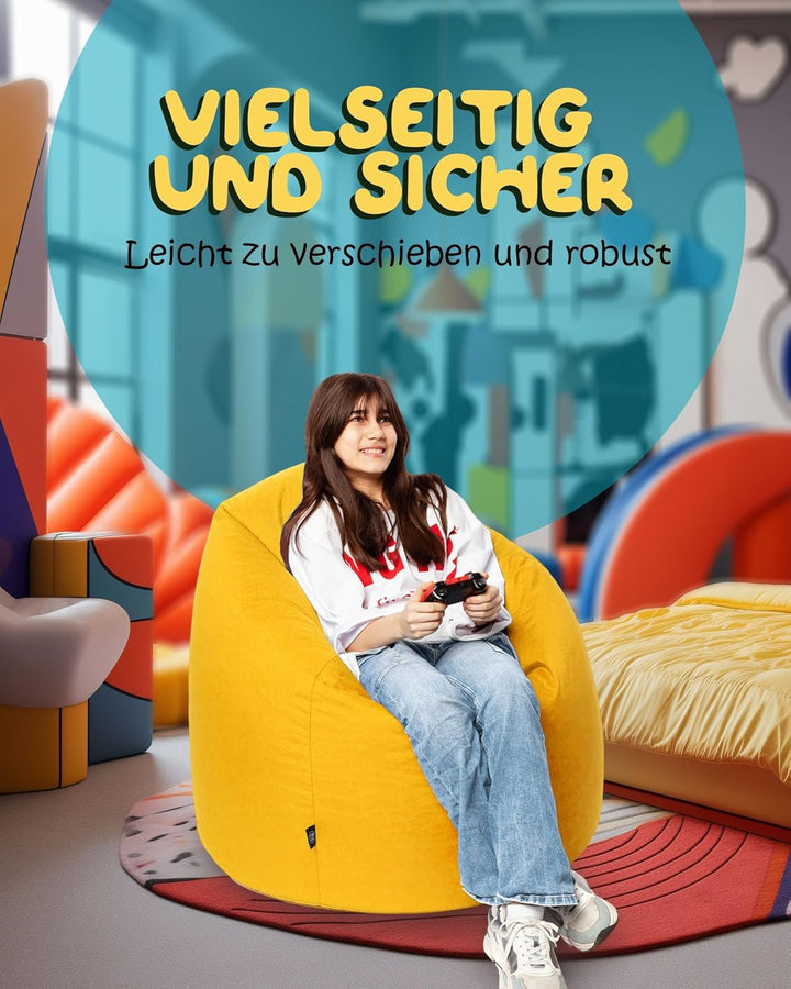 PATCH HOME Patchhome Sitzsack Tropfenform mit Reissverschluss Nachfüllbar - für In &amp; Outdoor - mit S