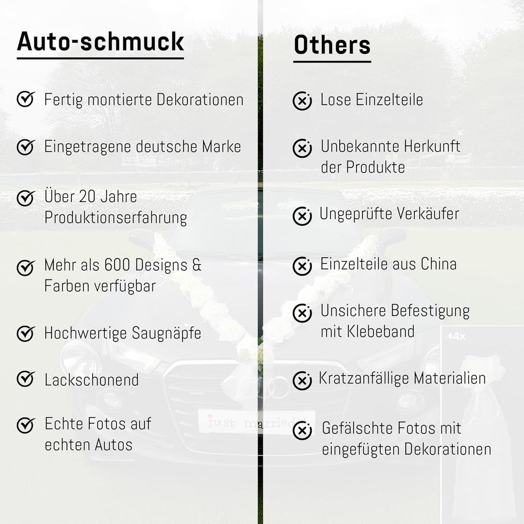 Rosen Girlande Braut Paar Rose Deko Dekoration Autoschmuck Hochzeit Car Auto Wedding ®Auto-schmuck D