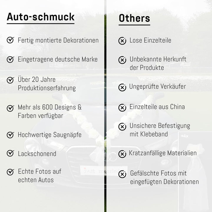 Rosen Girlande Braut Paar Rose Deko Dekoration Autoschmuck Hochzeit Car Auto Wedding ®Auto-schmuck D