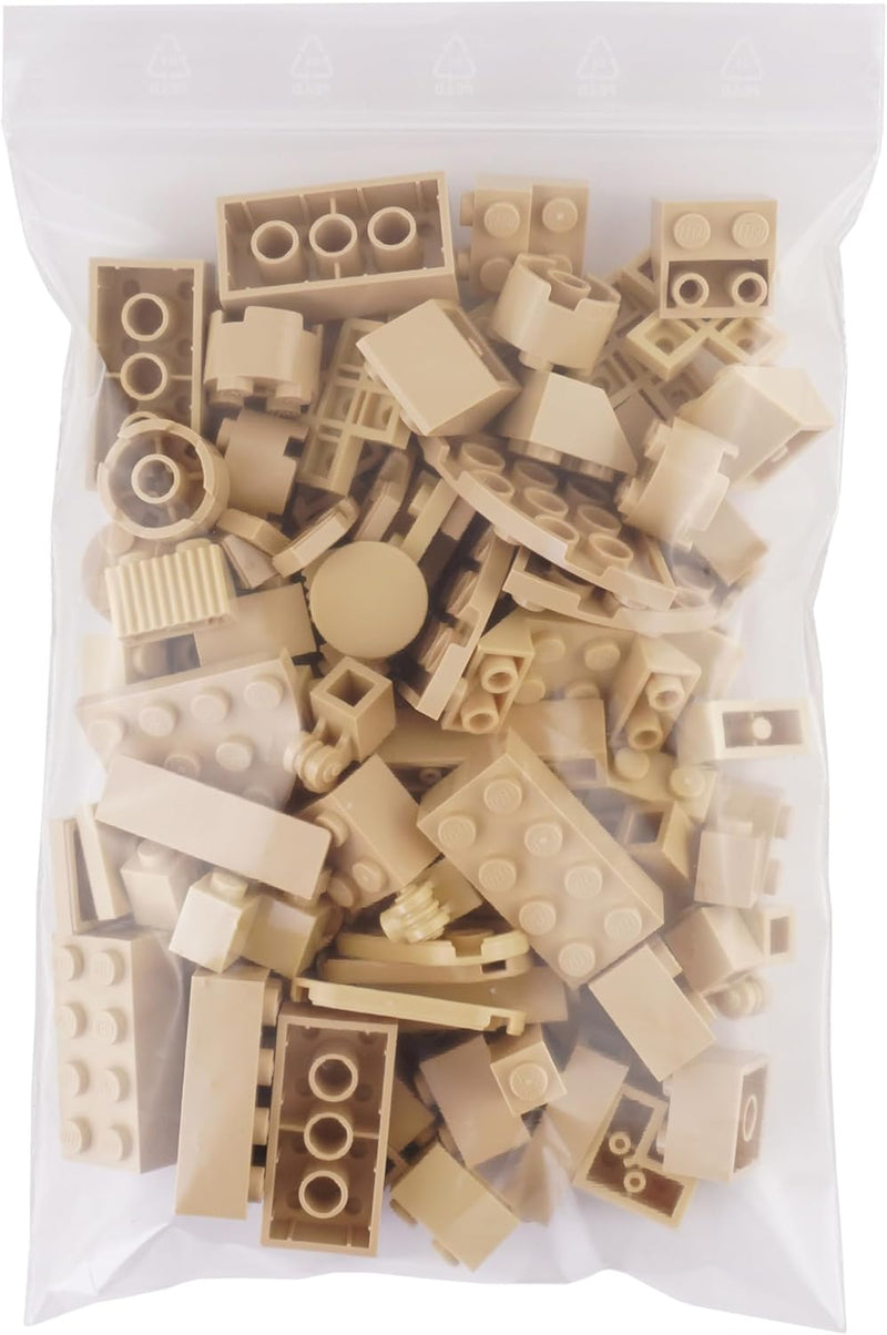 LEGO - 100 Legosteine in verschiedenen Grössen - Seltene Steine enthalten! - Neuware (Beige)