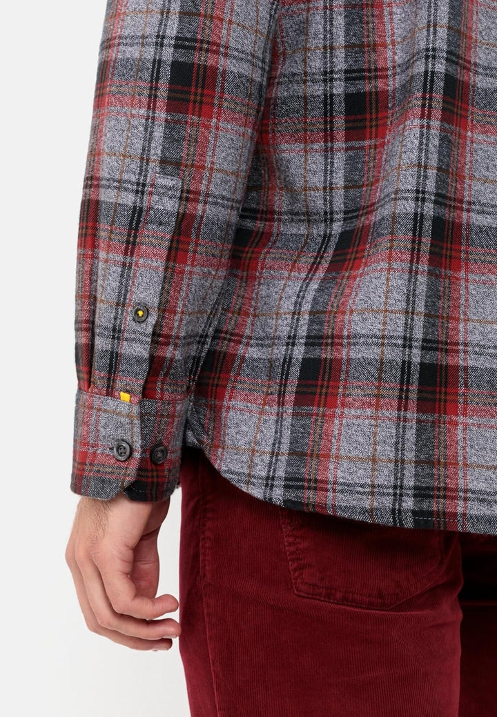 camel active Herren Flanell Karohemd aus Reiner Baumwolle M Asphalt, M Asphalt