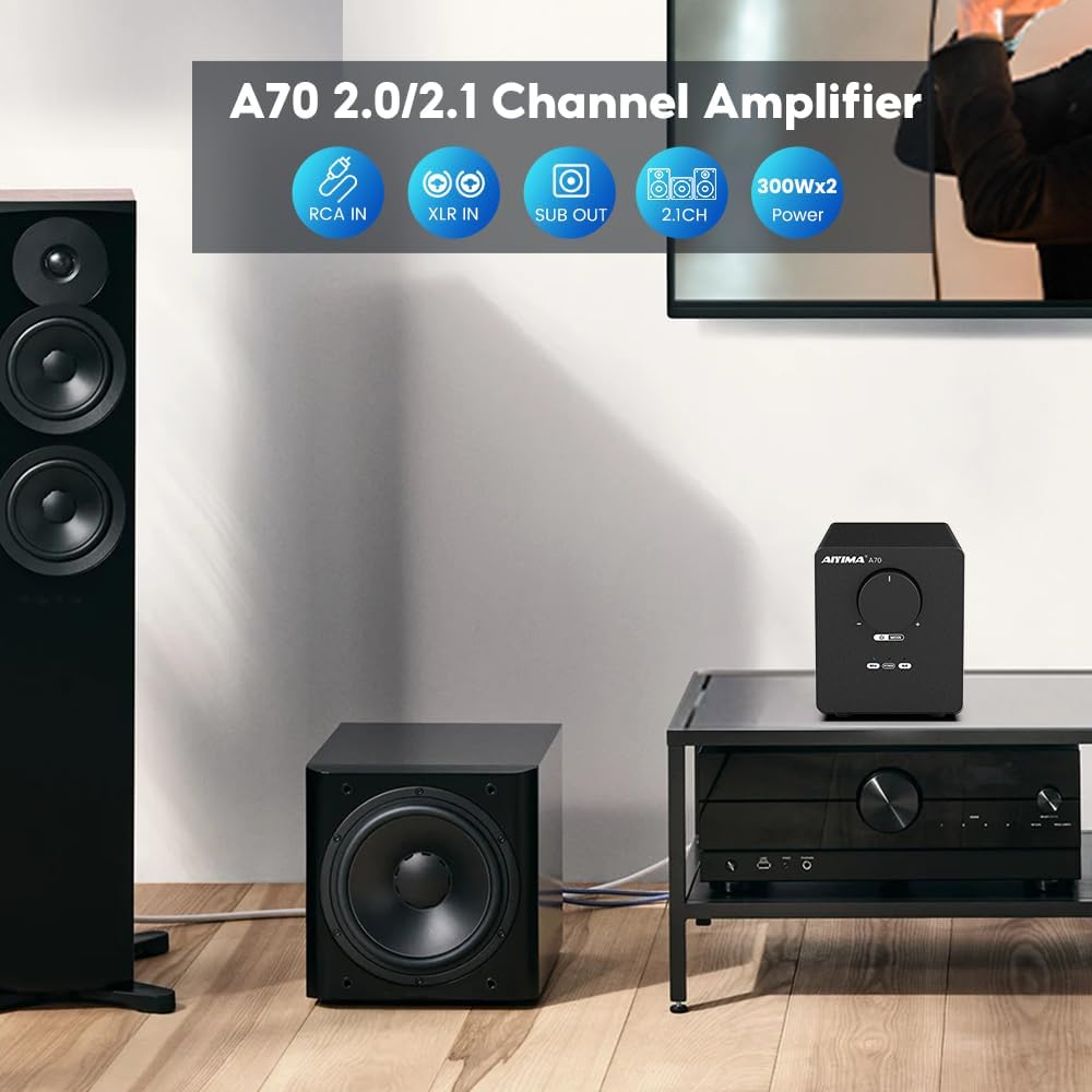 AIYIMA A70 symmetrischer Stereo-Verstärker mit PFFB 4 Ohm 300 Watt TPA3255 2.0-Kanal-Klasse-D-Verstä