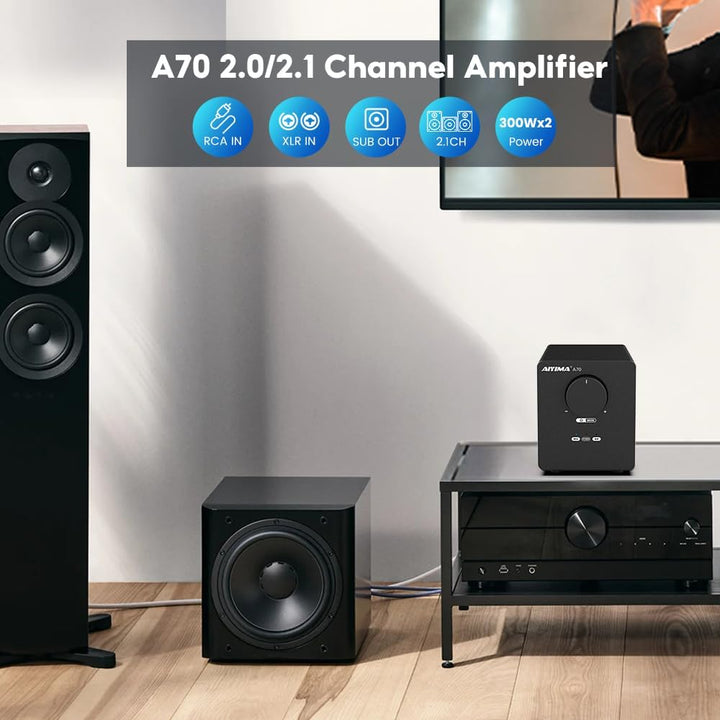 AIYIMA A70 symmetrischer Stereo-Verstärker mit PFFB 4 Ohm 300 Watt TPA3255 2.0-Kanal-Klasse-D-Verstä